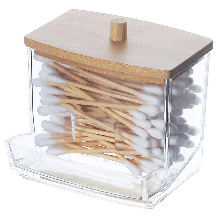 Acrylic Cotton Swab Holder Portable Transparent Storage Box Makeup Organizer Square Container For Home