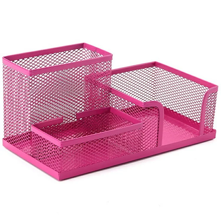 3-Fach Metall-Netz Schreibtisch-Organizer Stiftehalter Multifunktionale Aufbewahrungsbox für Büro, Zuhause und Schule - Roségold