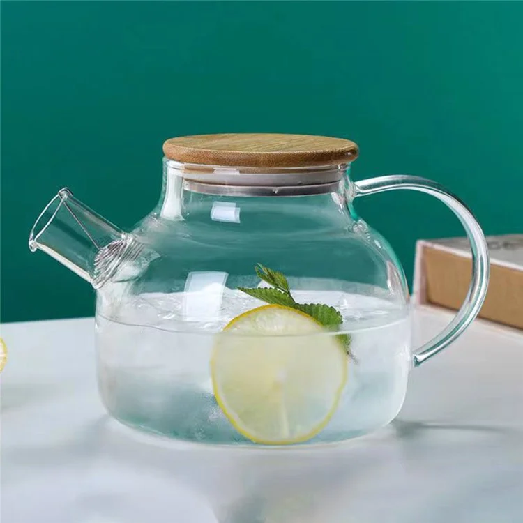 600ML Tetera Transparente Resistente al Calor Jarra de Agua de Vidrio Borosilicato de Alta Resistencia a los Golpes ( Sin FDA, Sin BPA )