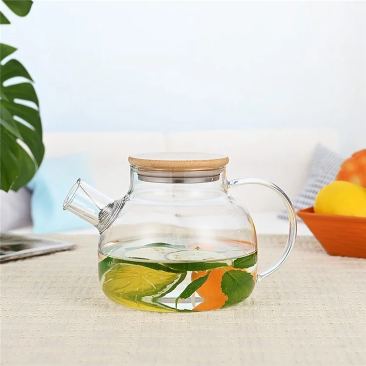 600ML Tetera Transparente Resistente al Calor Jarra de Agua de Vidrio Borosilicato de Alta Resistencia a los Golpes ( Sin FDA, Sin BPA )