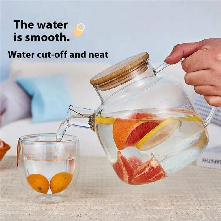 600ML Tetera Transparente Resistente al Calor Jarra de Agua de Vidrio Borosilicato de Alta Resistencia a los Golpes ( Sin FDA, Sin BPA )