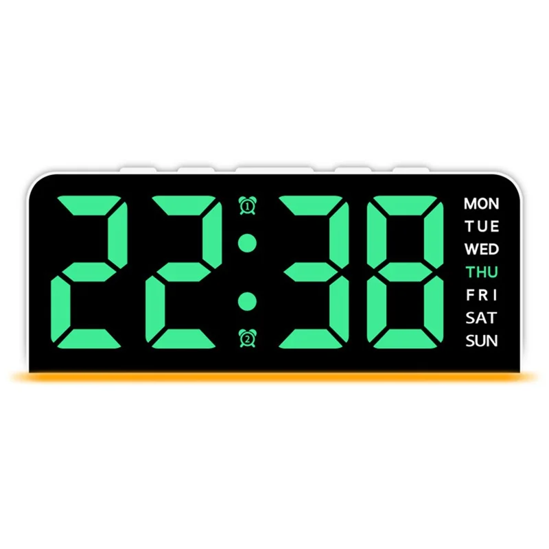 GH9001 LED Digital Clock Large Display with Date Temperature Ambient Light Multi Function Alarm Clock - White / Green Light