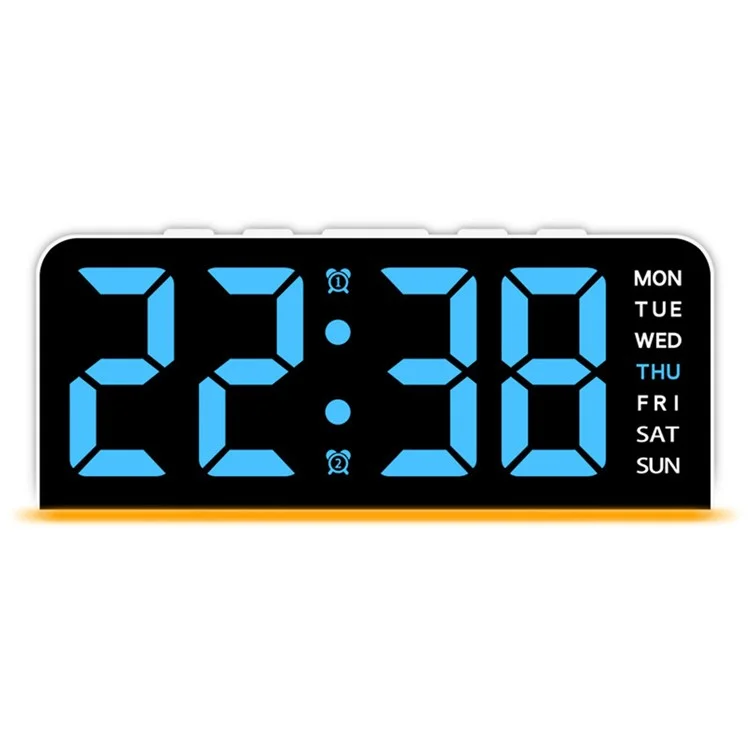 GH9001 LED Digital Clock Large Display with Date Temperature Ambient Light Multi Function Alarm Clock - White / Blue Light