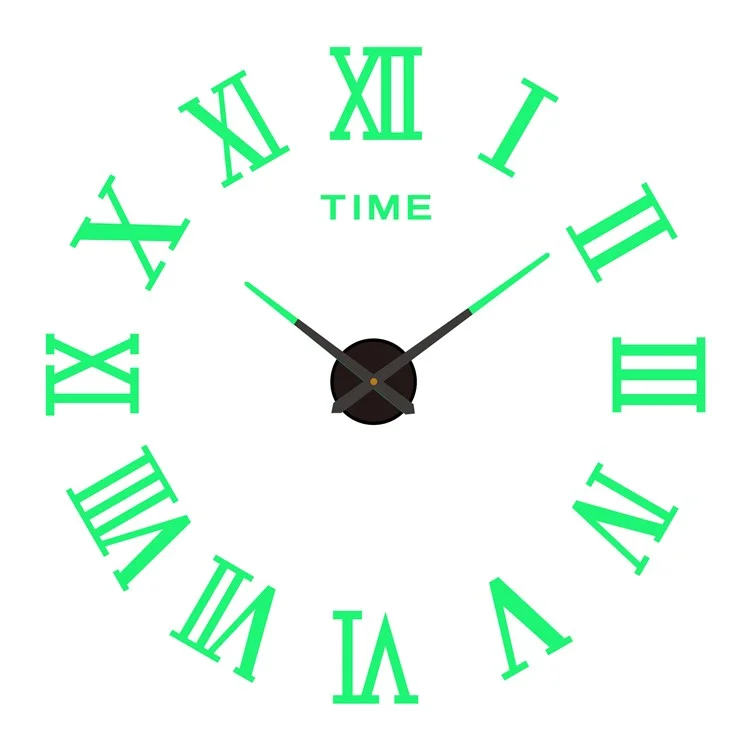 D-033 80 - 130cm Modern Large Size Acrylic Mirror Surface Clock Silent 3D DIY Adhesive Wall Clock - Luminous