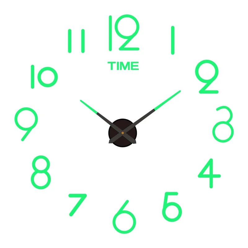D-015 80 - 130cm Large Size Acrylic Mirror Surface Clock Drill Free 3D DIY Silent Wall Clock - Luminous