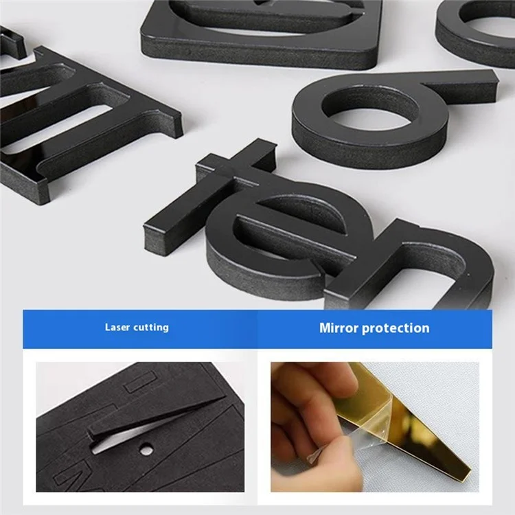 D-011 80 - 130cm 3D Arabic Numerals DIY Wall Clock Self Adhesive Large Size Acrylic Mirror Surface Silent Clock - Black