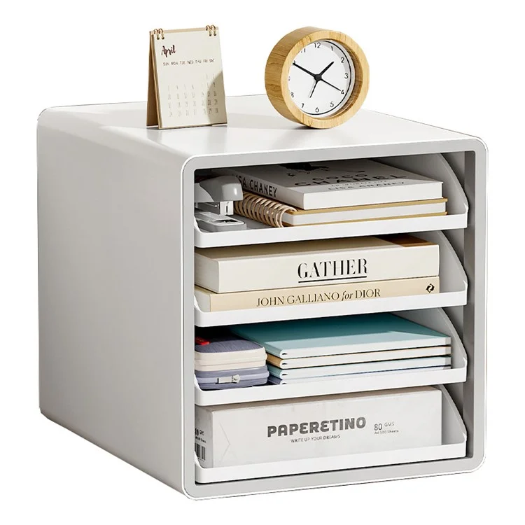 Open Style Desktop Organizer 4-Drawer Storage Box A4 File Cabinet Workstation Organizer for Office / Home