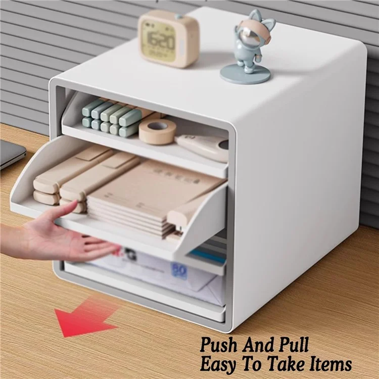 Open Style Desktop Organizer 4-Drawer Storage Box A4 File Cabinet Workstation Organizer for Office / Home