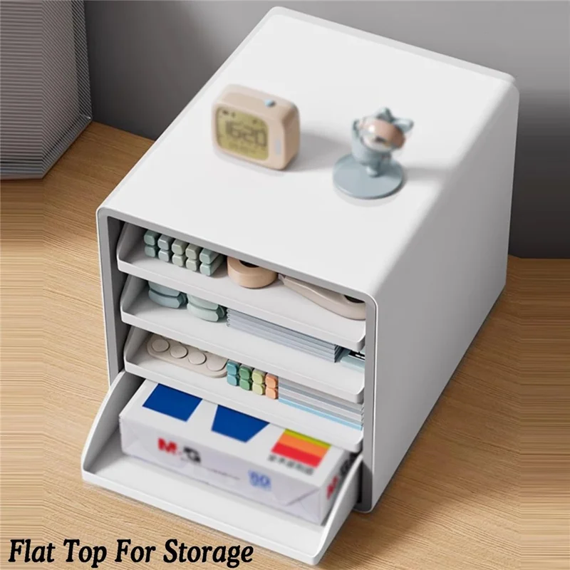 Open Style Desktop Organizer 4-Drawer Storage Box A4 File Cabinet Workstation Organizer for Office / Home