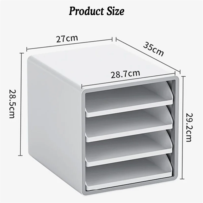 Open Style Desktop Organizer 4-Drawer Storage Box A4 File Cabinet Workstation Organizer for Office / Home