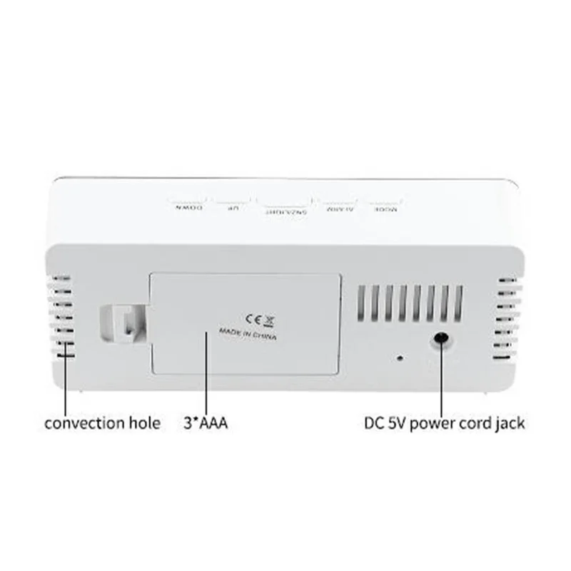 TS-S69 LED Digital Display Multifunction Clock Desk Makeup Mirror Alarm Clock with Temperature - White+White