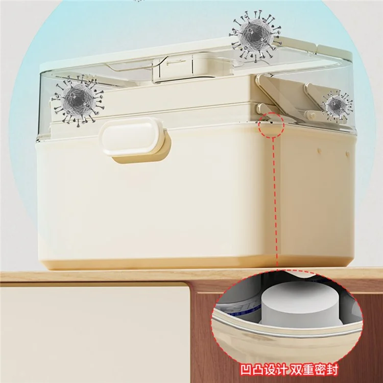 Size L Portable Medical Box 3-Layer Home First Aid Kit Case Foldable Storage Organizer, 28.5x17x21cm - Light Green