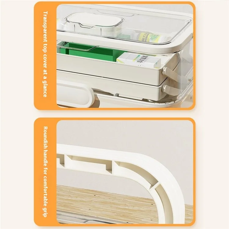 Größe M Tragbare Medizinbox 3-lagiger Erste-Hilfe-Koffer faltbare Aufbewahrungsorganisation, 28,5x17x15,5 cm - Weiß