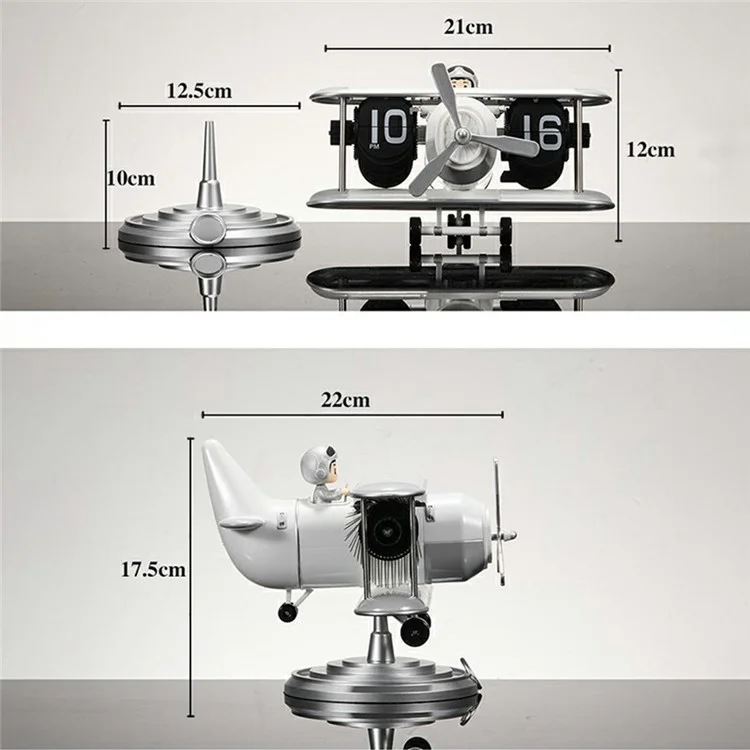 Time Flyer Relógio de Mesa Flip Clock Mecânico Automático em Formato de Aeronave - Branco
