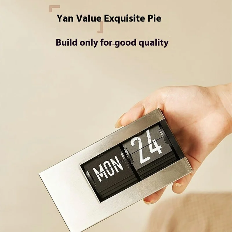 Minimalist Flip Calendar Table Clock Desktop Decor Smart Perpetual Calendar Flip Clock - Wood Color
