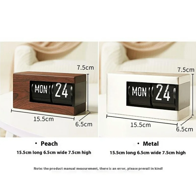 Minimalist Flip Calendar Table Clock Desktop Decor Smart Perpetual Calendar Flip Clock - Wood Color