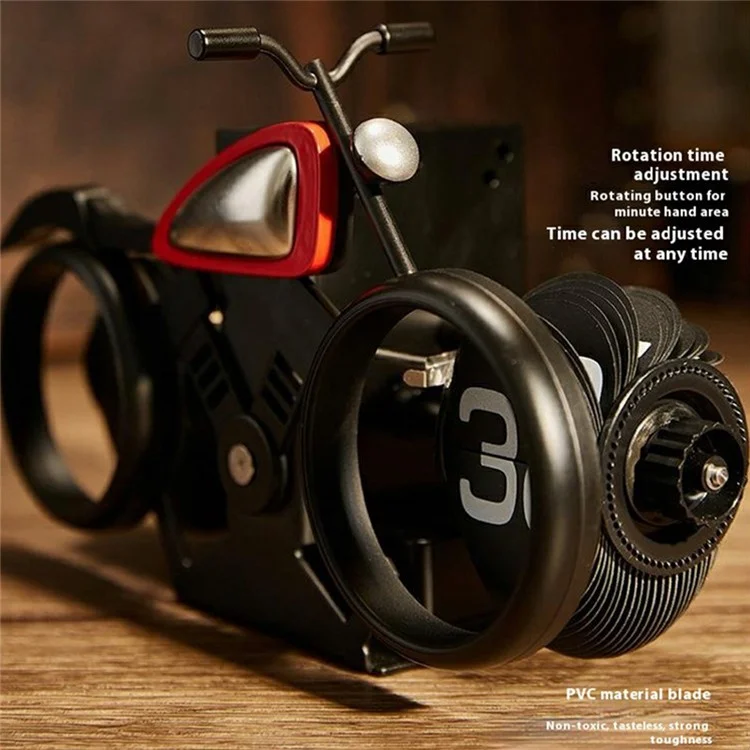 Motorcycle Design Flip Desk Clock Creative Decorative Mechanical Timepiece - Black+Red