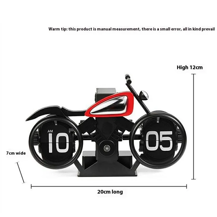 Motorcycle Design Flip Desk Clock Creative Decorative Mechanical Timepiece - Black+Red