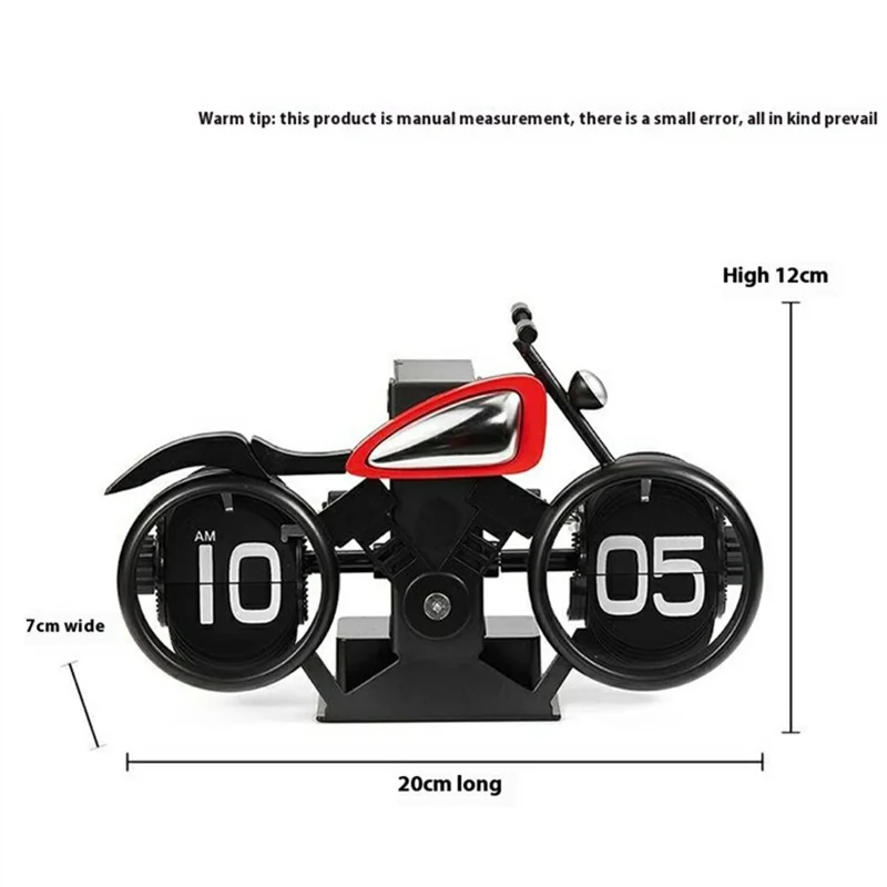 Motorcycle Design Flip Desk Clock Creative Decorative Mechanical Timepiece - Silver+Orange