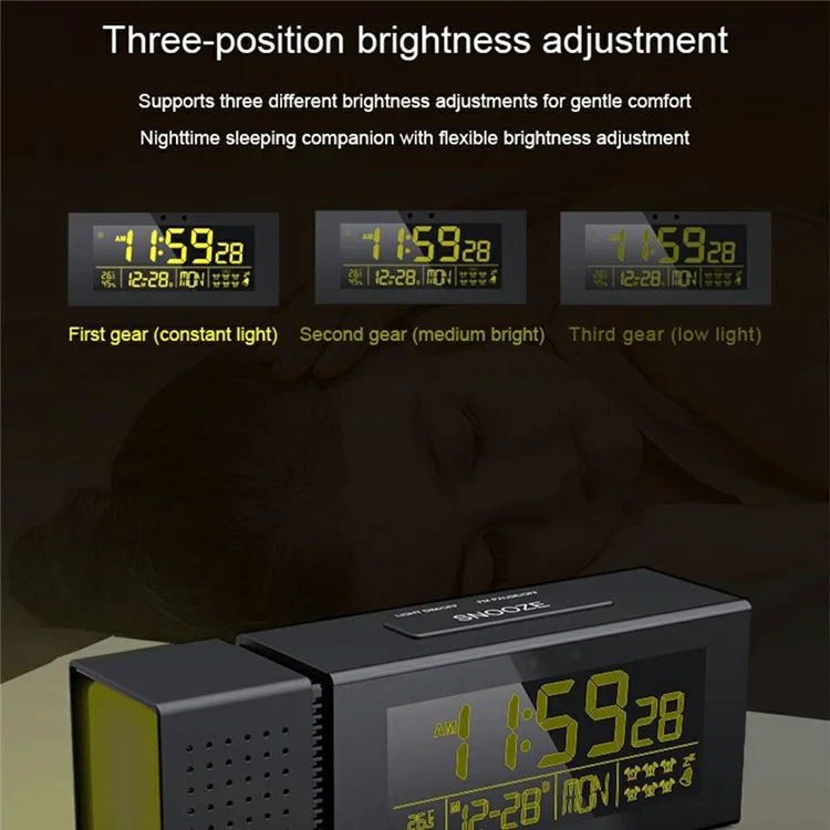 TS-P30 Sveglia radio creativa con display digitale di allerta a colori, luce e sensore di movimento a infrarossi Luce notturna a 7 colori - Nero