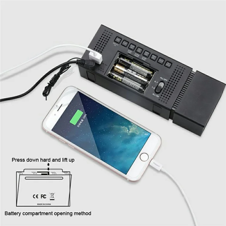 TS-P30 Sveglia radio creativa con display digitale di allerta a colori, luce e sensore di movimento a infrarossi Luce notturna a 7 colori - Nero