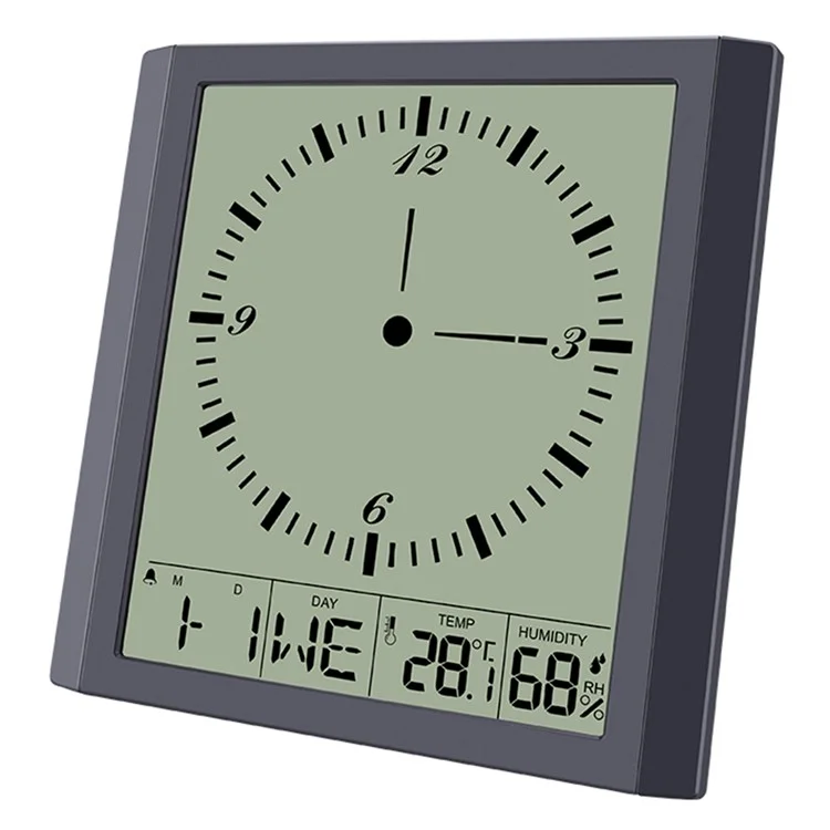 TS-8675 Relógio de Parede Digital Multifuncional com Tela Grande, Exibição de Temperatura, Umidade e Alarme