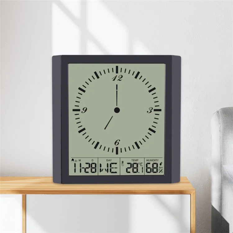 TS-8675 Relógio de Parede Digital Multifuncional com Tela Grande, Exibição de Temperatura, Umidade e Alarme