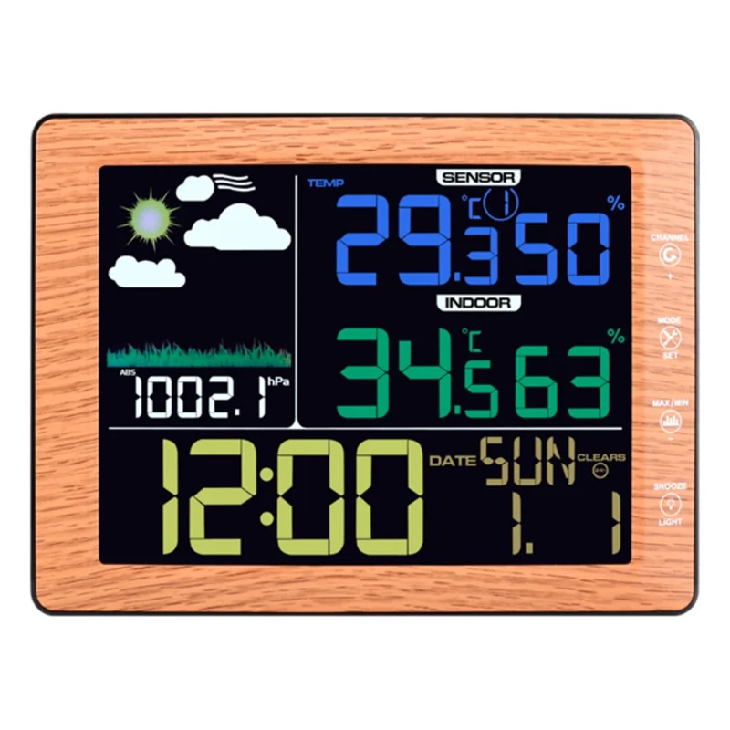 TS-8210 Color Screen Wireless Weather Clock Indoor Outdoor Thermometer Hygrometer Wall Clock
