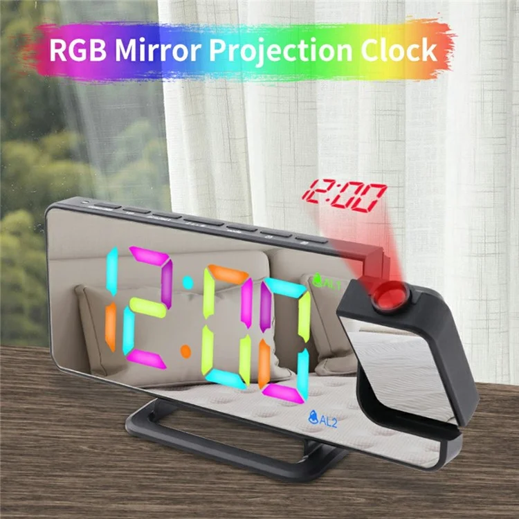 TS-9210 RGB-зеркальные проекционные часы с большим экраном, цифровой будильник, настольные электронные часы