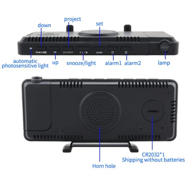TS-9210 RGB-зеркальные проекционные часы с большим экраном, цифровой будильник, настольные электронные часы