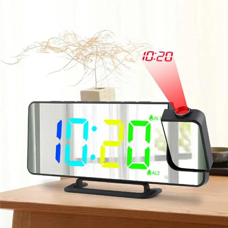 TS-9210 RGB-зеркальные проекционные часы с большим экраном, цифровой будильник, настольные электронные часы