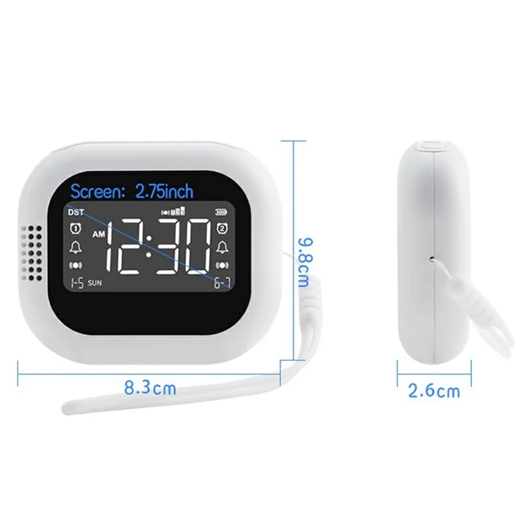 TS-BC700F Multifunction Vibrating Alarm Clock Portable FM Radio for Deaf Elderly Heavy Sleepers