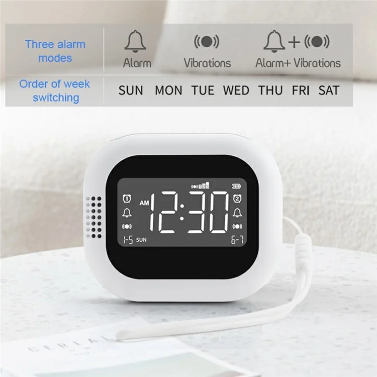TS-BC700F Multifunction Vibrating Alarm Clock Portable FM Radio for Deaf Elderly Heavy Sleepers