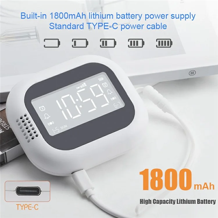 TS-BC700F Multifunction Vibrating Alarm Clock Portable FM Radio for Deaf Elderly Heavy Sleepers