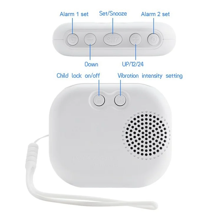 TS-BC700F Multifunction Vibrating Alarm Clock Portable FM Radio for Deaf Elderly Heavy Sleepers