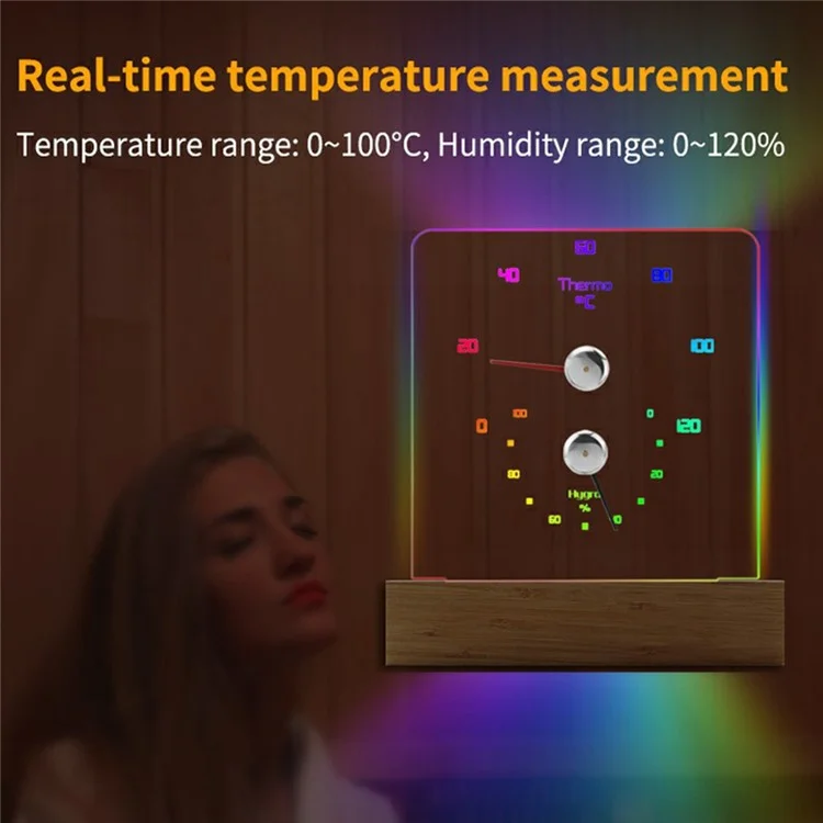 TS-JX810-RGB Термогигрометр для сауны с RGB-подсветкой, измеритель температуры и влажности для парной