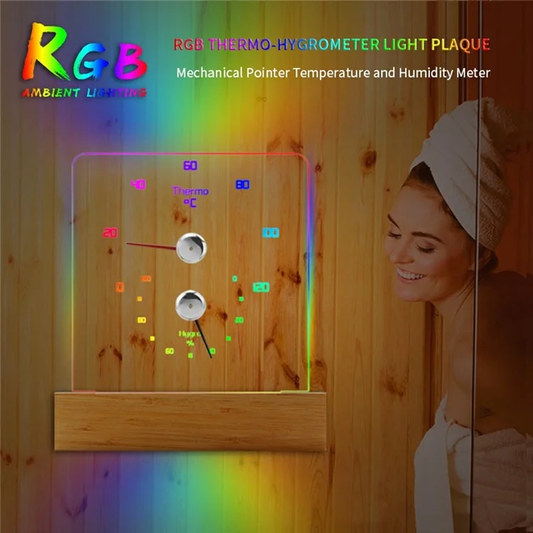 TS-JX810-RGB Термогигрометр для сауны с RGB-подсветкой, измеритель температуры и влажности для парной