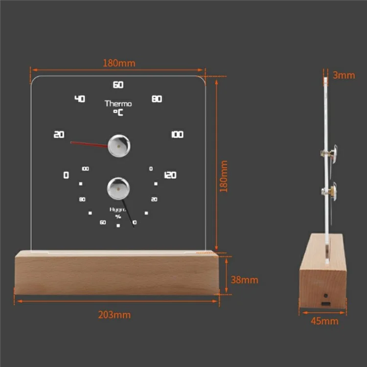 Termômetro e Higrômetro para Sauna TS-JX810 com Ponteiro Bimetálico para Medir Temperatura e Umidade em Sala de Vapor