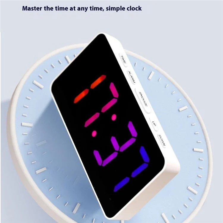 YC-9100RGB 11 RGB Modes LED Digital Alarm Clock with Color Changing Mirror Display for Students  /  Home - Black