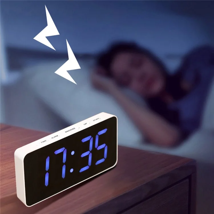 YC-9100RGB 11 RGB Modes LED Digital Alarm Clock with Color Changing Mirror Display for Students  /  Home - Black