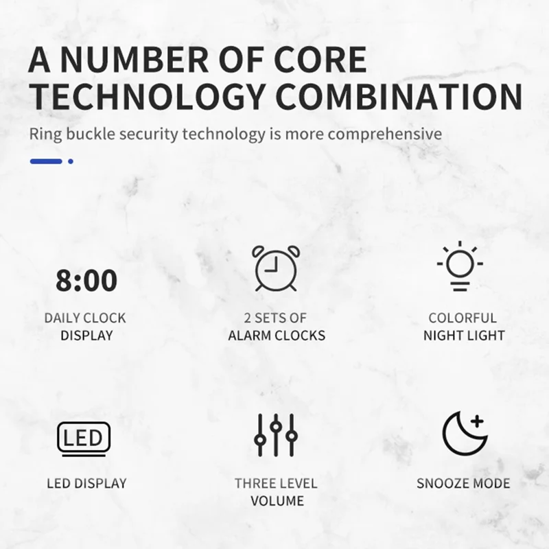 9010 RGB Digital Alarm Clock with Night Light 2 Alarms 8 Color Modes Multifunction Electronic Clock - White Case