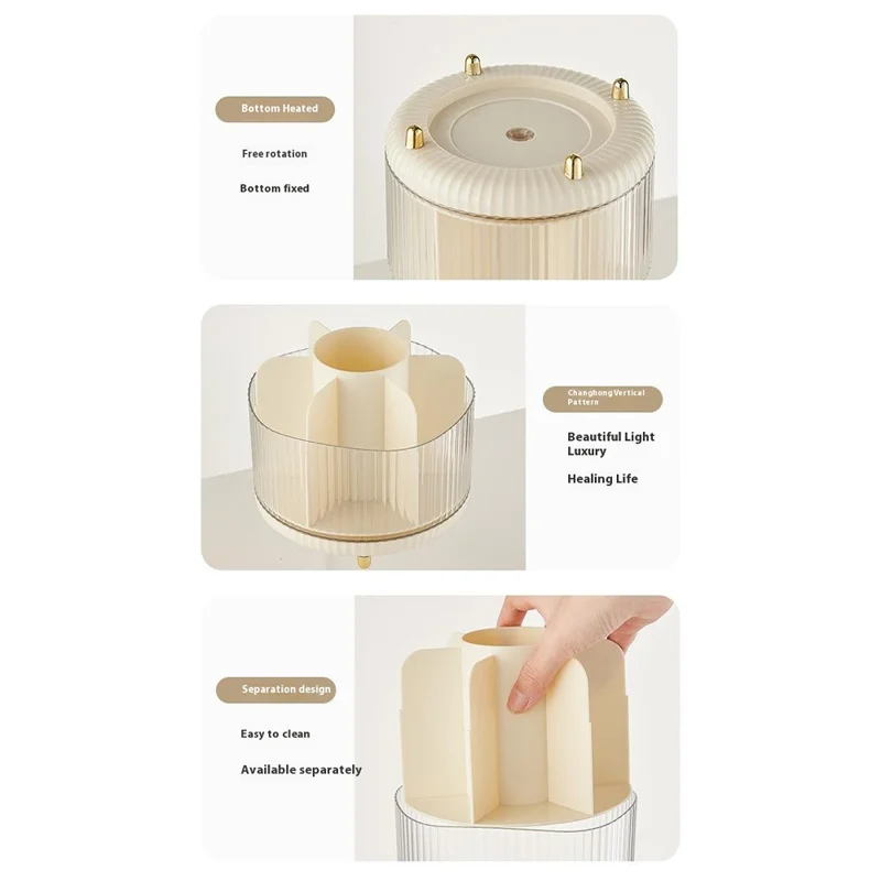 Rotating Makeup Brush Holder Organizer Eyeshadow Brushes Eyebrow Pencils Desktop Cosmetic Storage Box without Lid - Orange