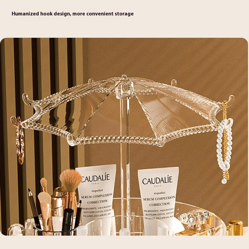 Rotating Makeup Organizer Vanity Skincare Product Cosmetic Storage Box Transparent Jewelry Hanging Holder