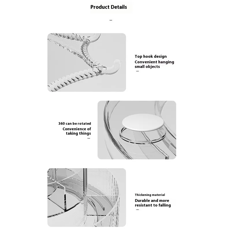 Rotating Makeup Organizer Vanity Skincare Product Cosmetic Storage Box Transparent Jewelry Hanging Holder