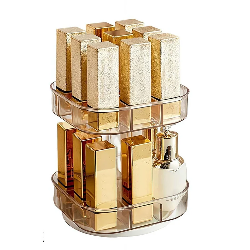Double Layer Rotating Lipstick Holder Desktop Cosmetics Storage Rack