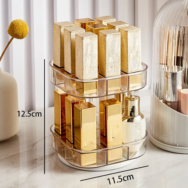 Double Layer Rotating Lipstick Holder Desktop Cosmetics Storage Rack