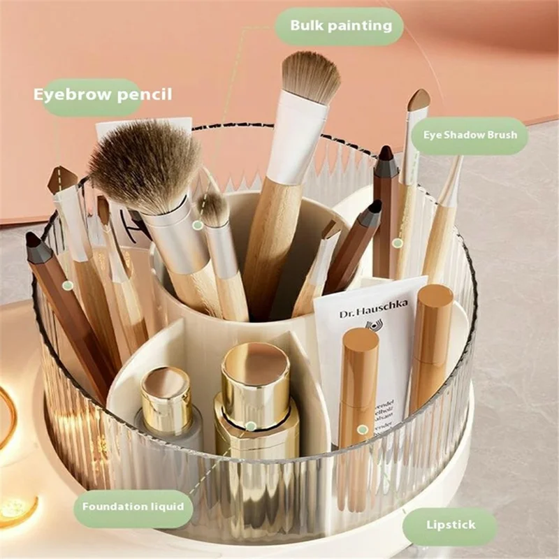 Creative Rotating Makeup Brush Holder ABS Cosmetic Jewelry Storage Box Desktop Organizer