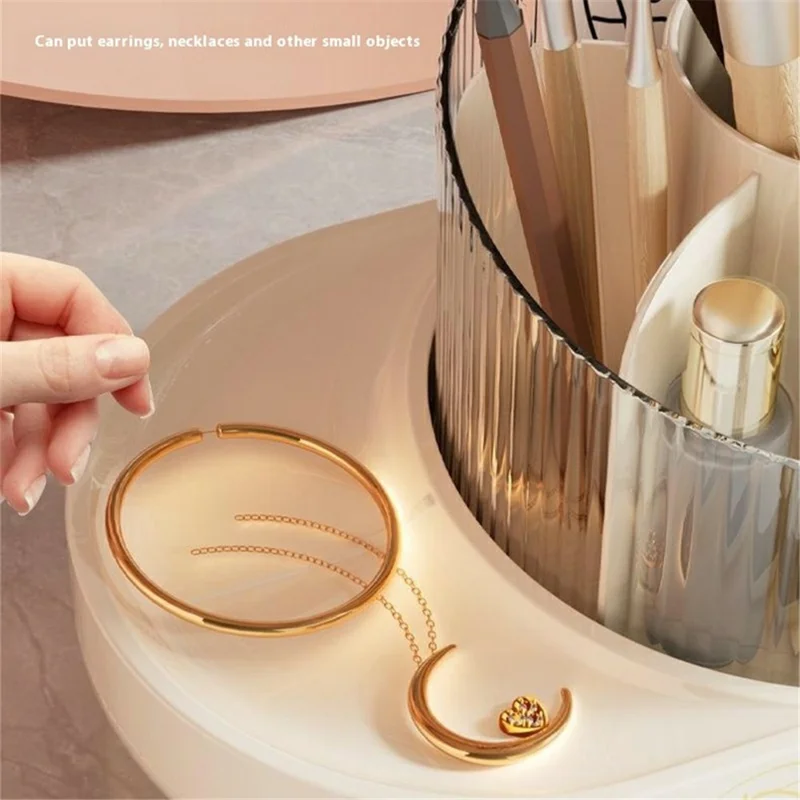 Creative Rotating Makeup Brush Holder ABS Cosmetic Jewelry Storage Box Desktop Organizer