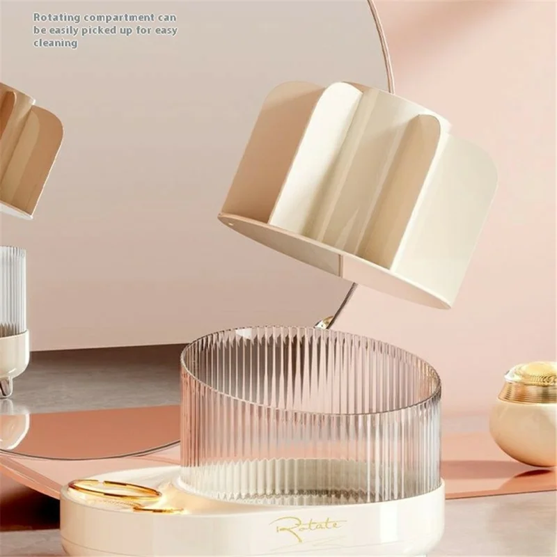 Creative Rotating Makeup Brush Holder ABS Cosmetic Jewelry Storage Box Desktop Organizer