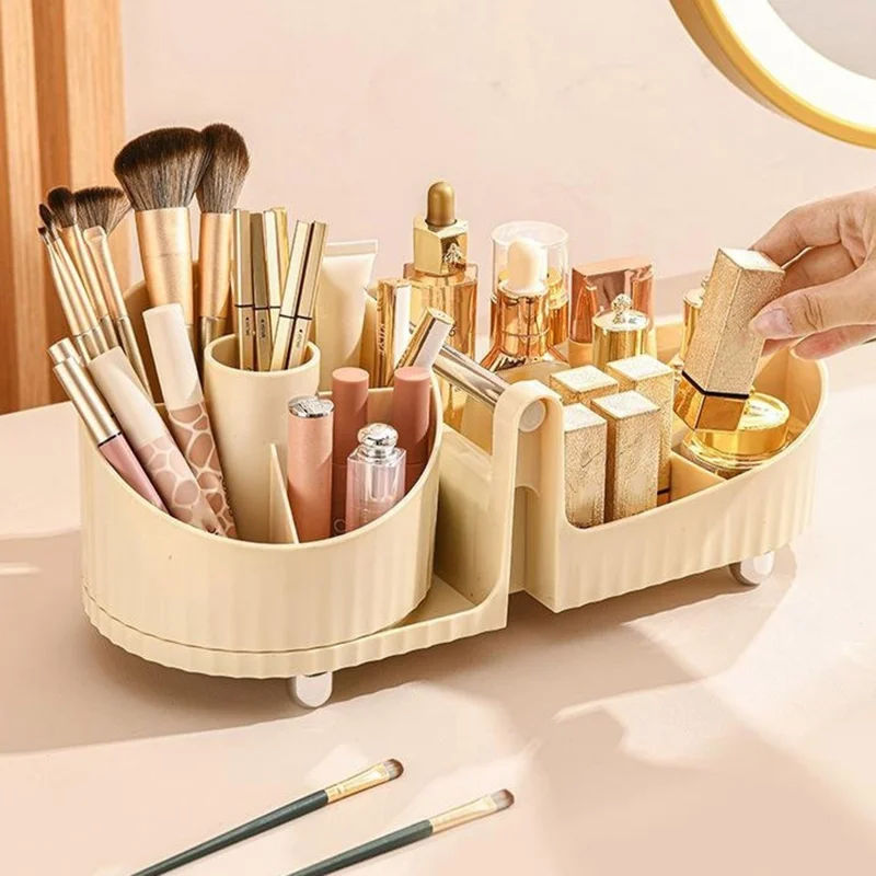 Rotating Makeup Organizer Large Capacity Cosmetic Skincare Products Desktop Storage Box